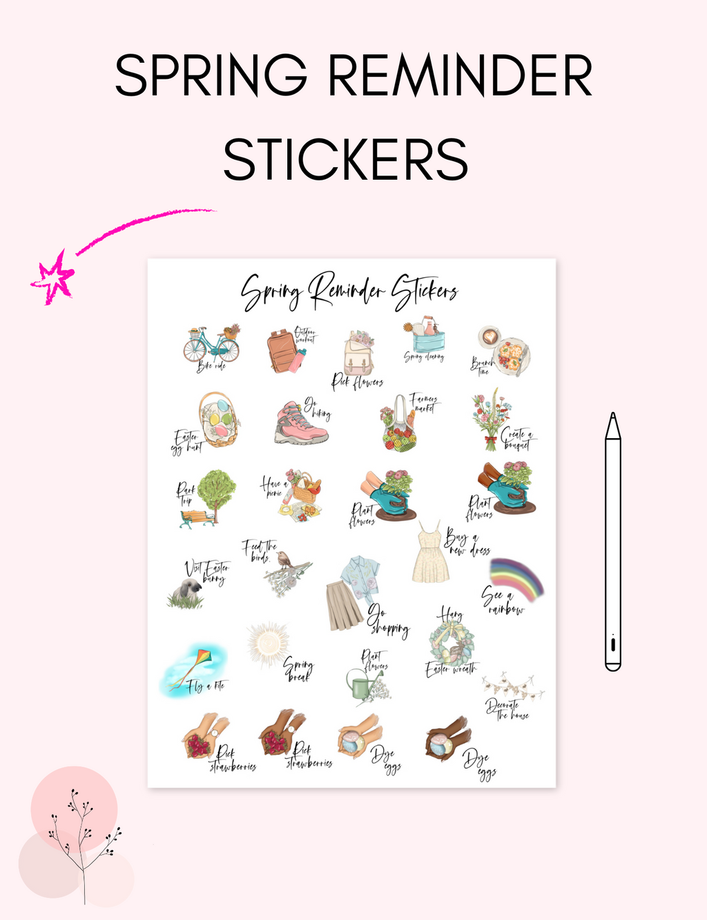 Digital Spring Reminder Stickers