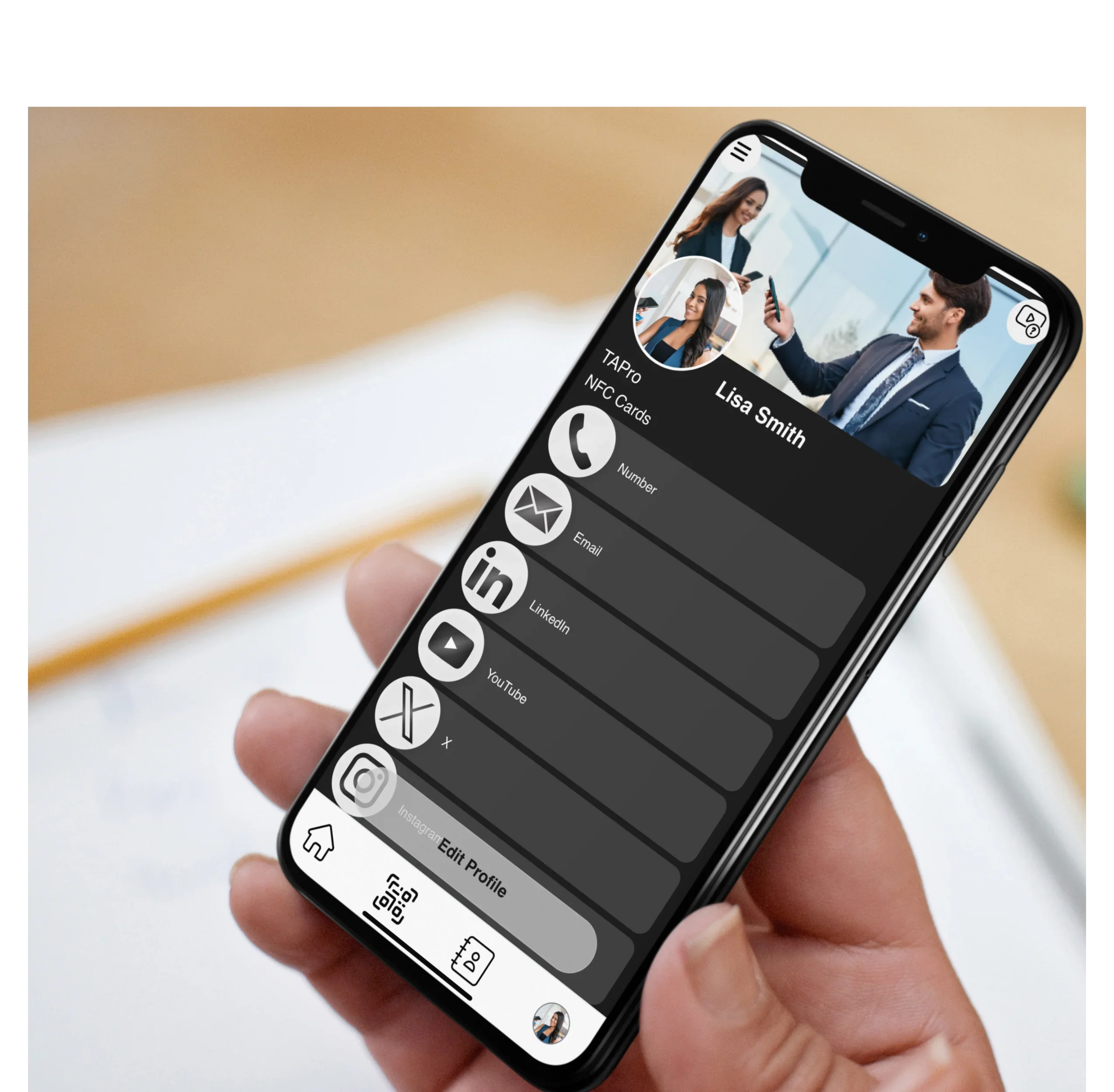 Digital NFC Business Card - Matte Black One-Tap Contactless Share